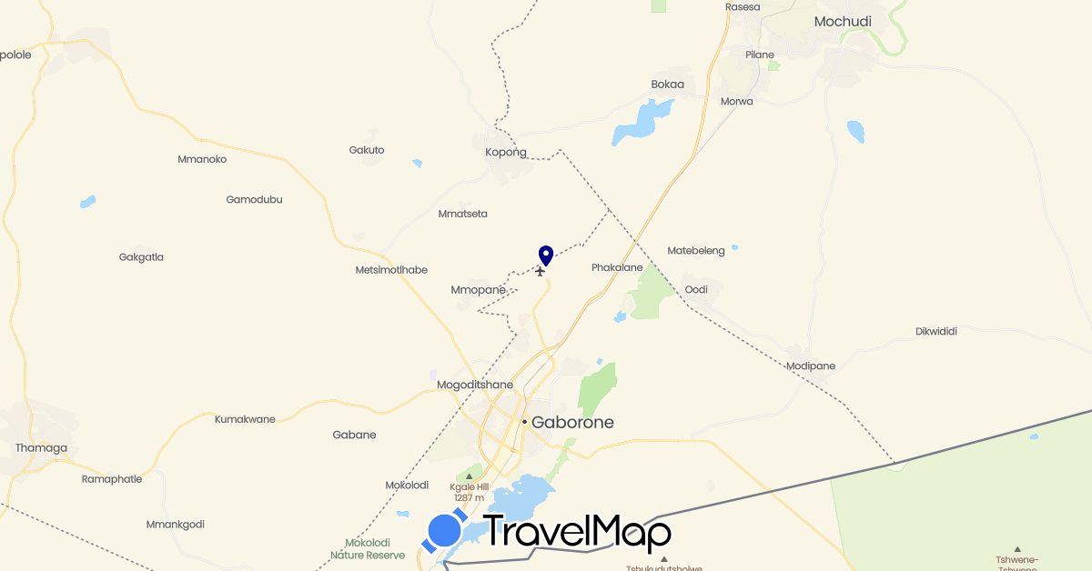 TravelMap itinerary: driving in Botswana (Africa)
